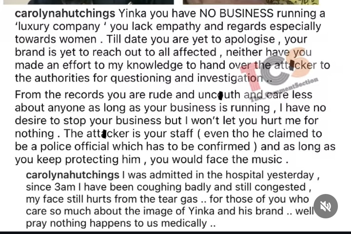 Caroline Hutchings calls out the CEO of Ashluxe, Yinka Ash.