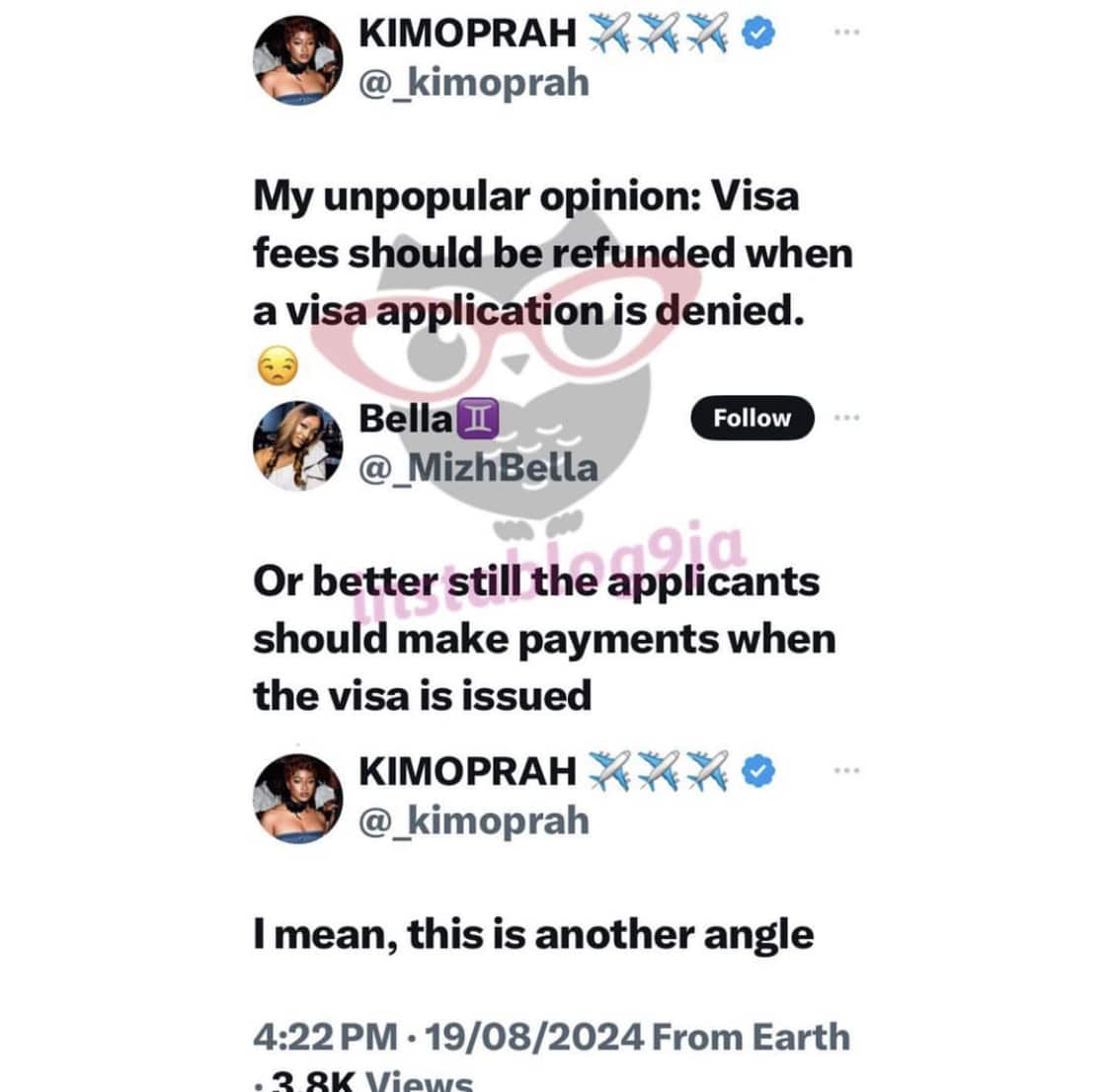 Kim Oprah shares hot take on Visa Application in Nigeria.