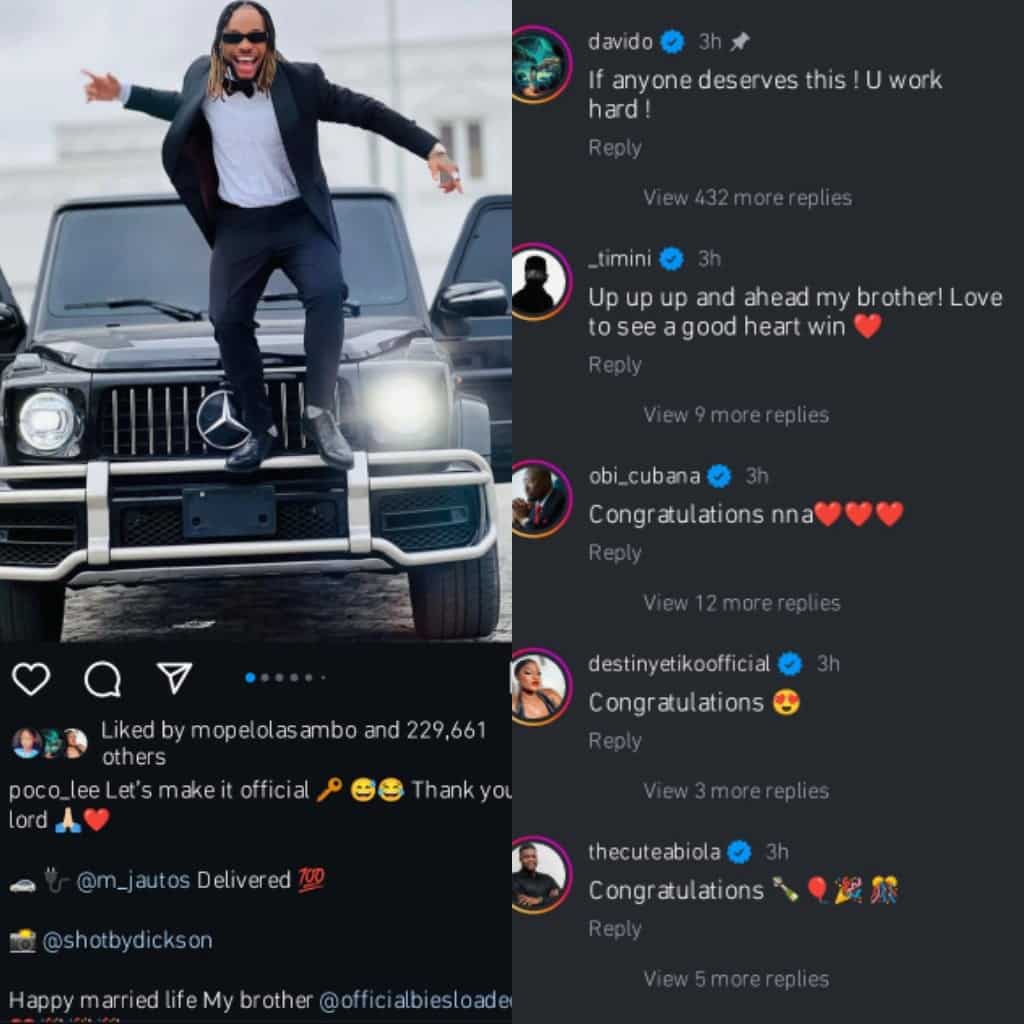 Davido congratulates Poco Lee as he buys a G-wagon